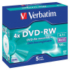 DVD-RW Verbatim 4,7 GB, 4x, jewel box, balení 5 ks