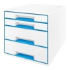 Zásuvkový box Leitz WOW, 4 zásuvky, světlý modrý