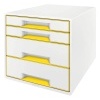 Zásuvkový box Leitz WOW, 4 zásuvky, žlutý
